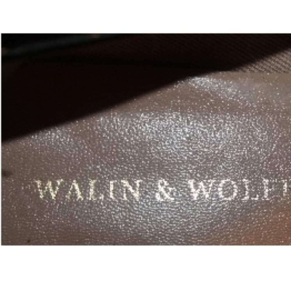 $238 Walin & Wolff Italy Black Patent Mini Wedge Flats Shoes 38  7.5 - Picture 2 of 6